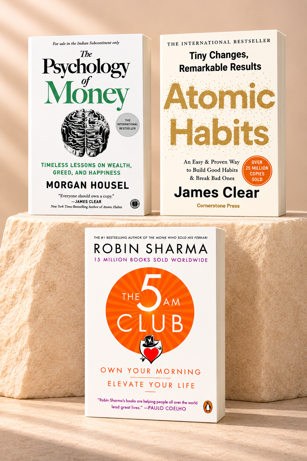 Atomic Habit +Psychology of Money +5 AM Club 3 books combo | Paperback