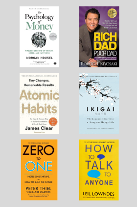 Atomic Habits, The Psychology of Money, Rich Dad Poor Dad, Ikigai , zero tone , how to talk anyone 6 books combo