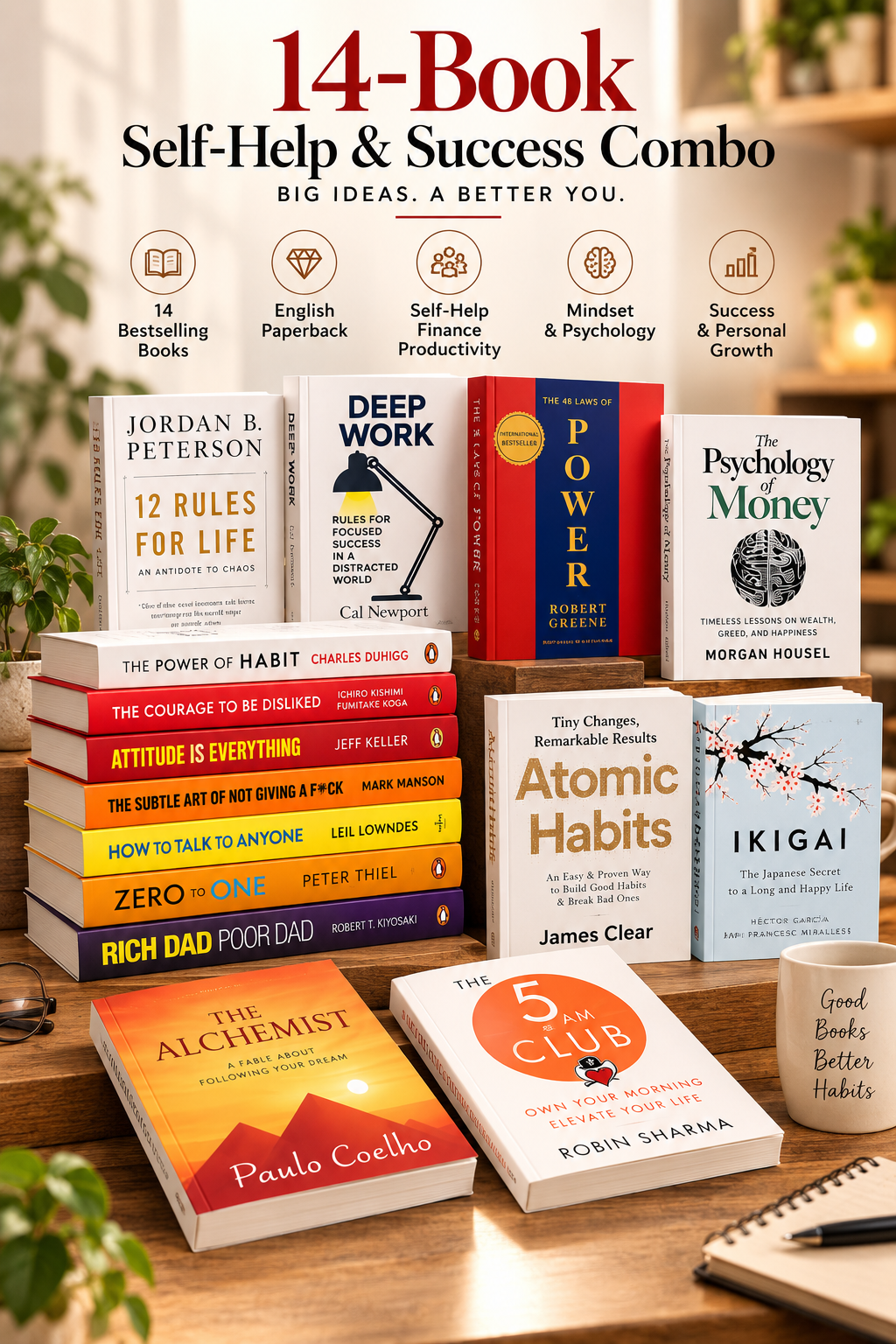 Personal development psychology finance and productivity books