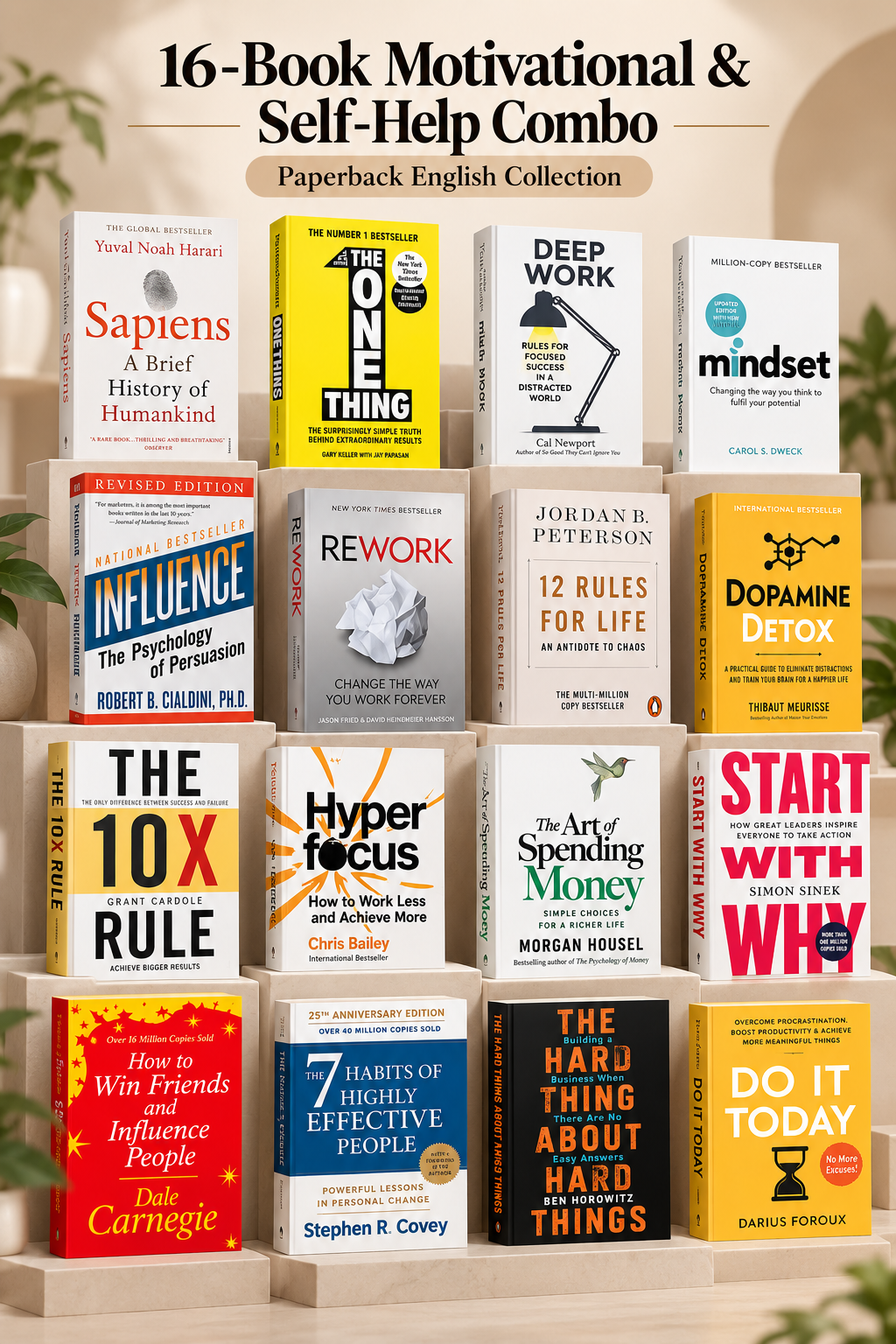 16 Bestselling Motivational & Self-Help Books Combo | Paperback Set - book cover