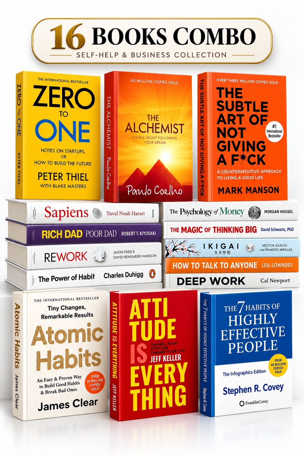 Self-help and business paperback books set