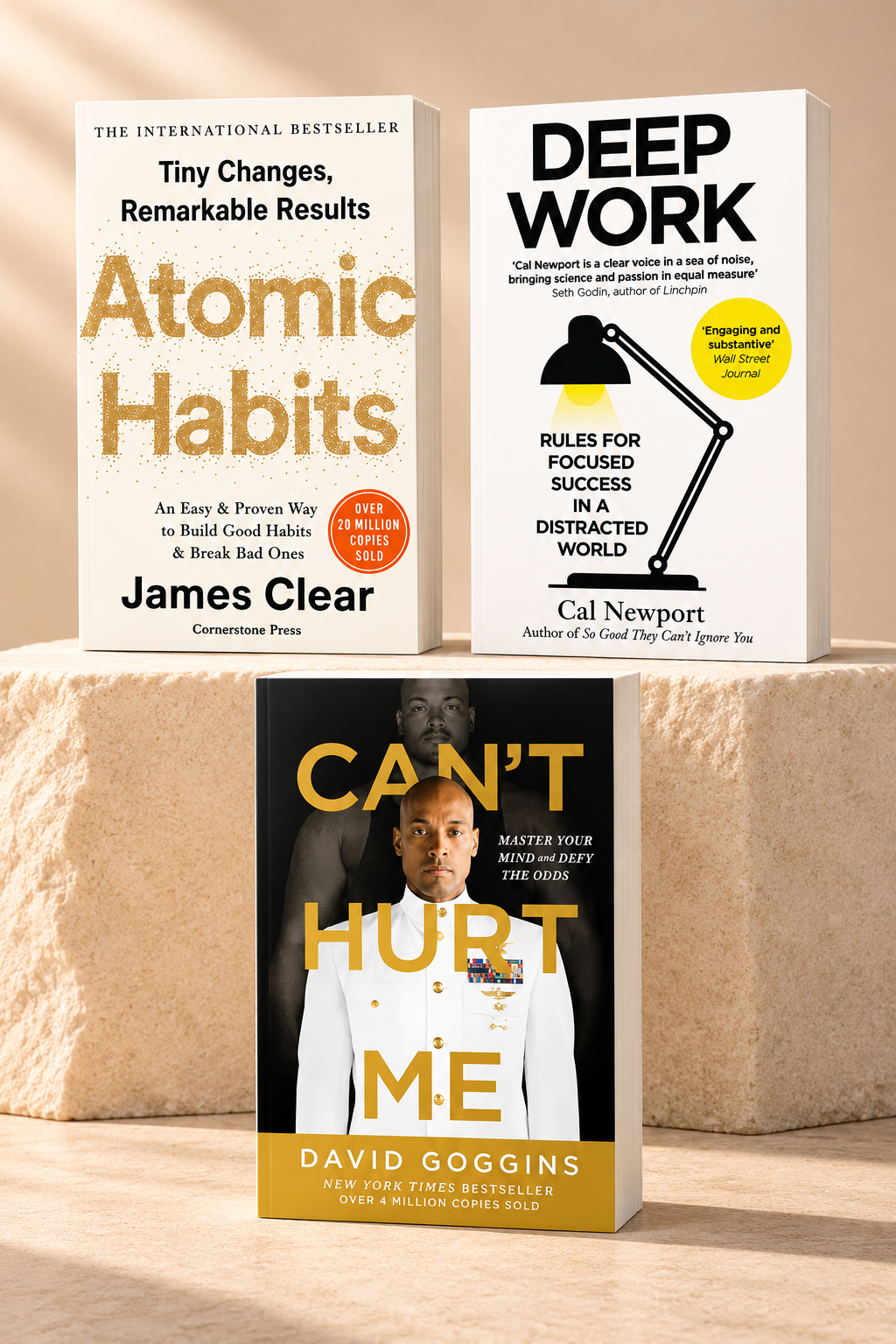 Atomic Habits + Can't Hurt Me + Deep Work | 3 Books Combo | Paperback
