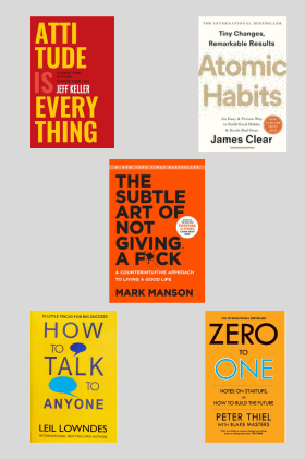 Atomic habit +The Subtle Art +Attitude is everything +How to talk anyone +Zero to One | Paperback