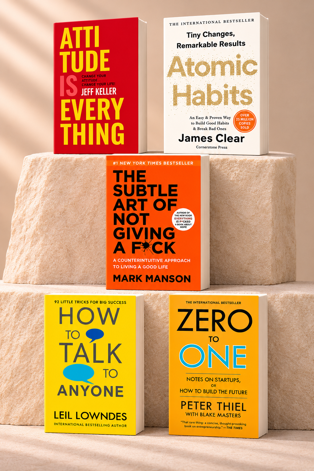 Atomic habit +The Subtle Art +Attitude is everything +How to talk anyone +Zero to One | Paperback