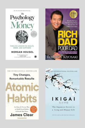 Life Mastery Essentials Bundle: Atomic Habits, The Psychology of Money, Rich Dad Poor Dad, Ikigai 