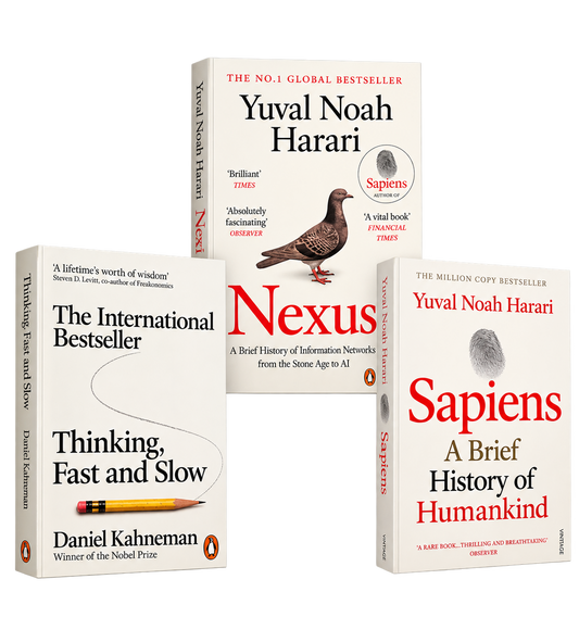 Thinking, Fast and Slow + Nexus + Sapiens – 3 Books Business Combo | Paperback English - book cover