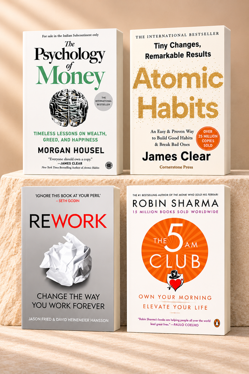 Atomic Habit +Psychology of Money + Rework +5 AM Club 4 books combo | Paperback